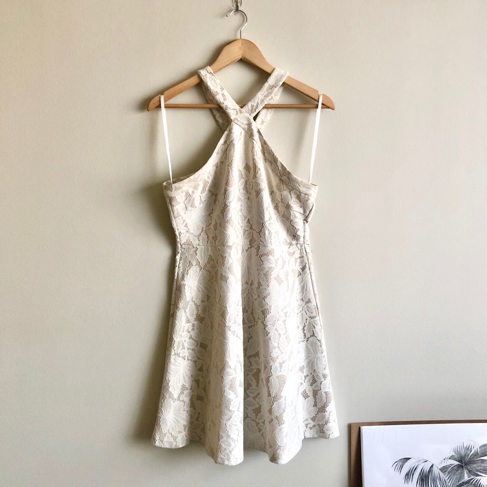 She+Sky: lace cream cocktail dress